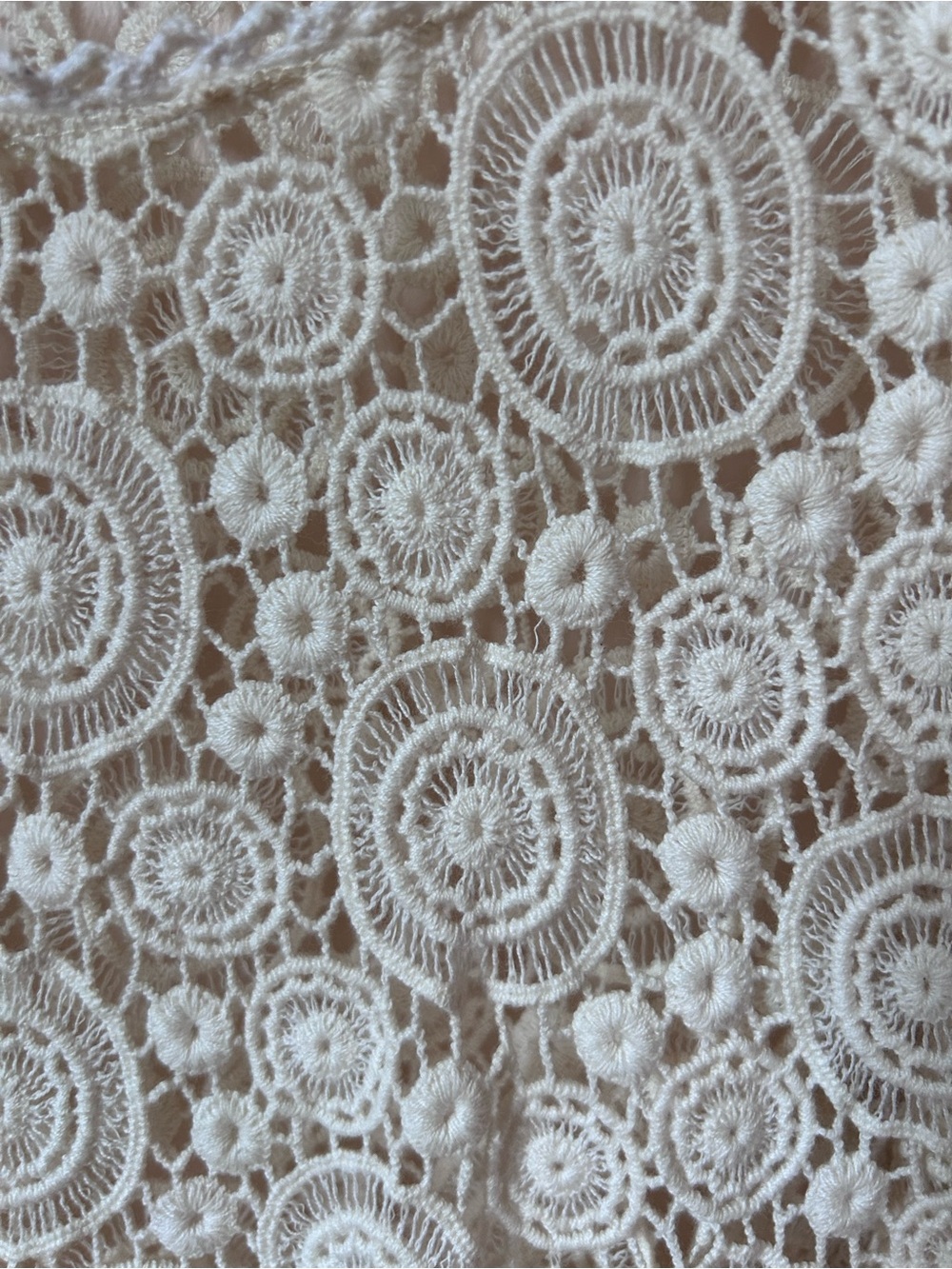 Cotton Lace Crochet Scoop Neck Top in Cream - Picture 3 of 7